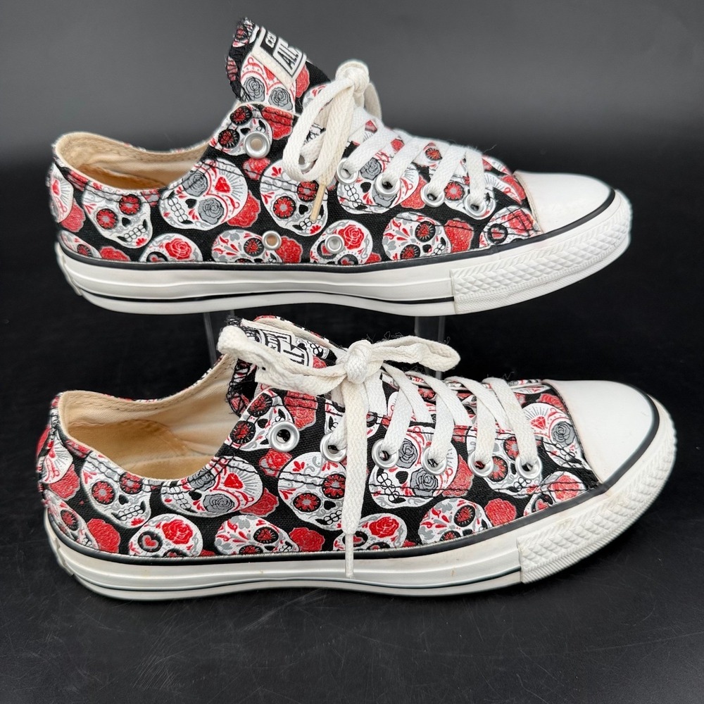 Converse All Star Low Sugar Skull Day of the Dead Shoes 144171F Womens 8 Mens 6